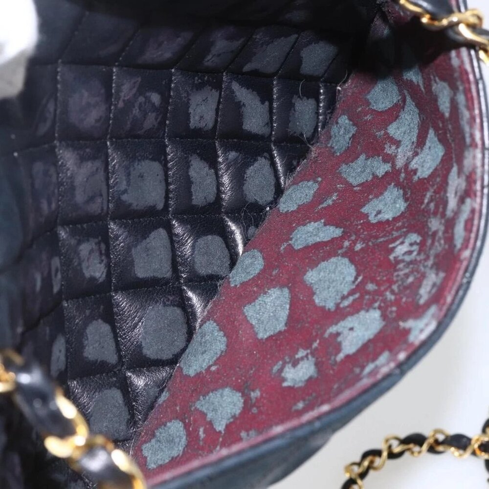 CHANEL Chain Matelasse Shoulder Bag Lamb Skin Black Gold CC Auth ar13902 - Picture 11 of 16